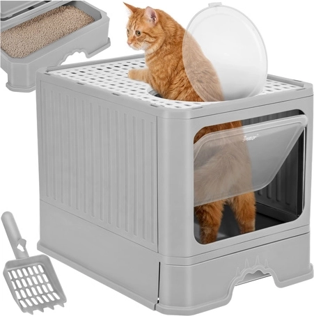 Krytá mačacia toaleta so zásuvkou a lopatkou Purlov 50 × 36 × 38 cm