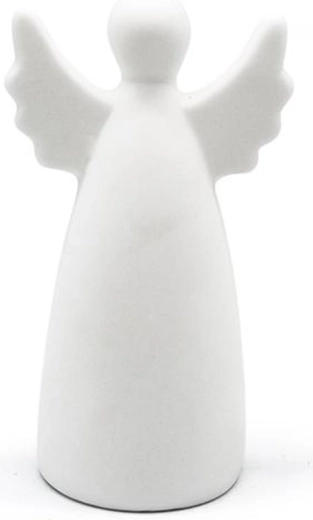 Svietiaci keramický anjel s LED, biely, vrátane batérií
