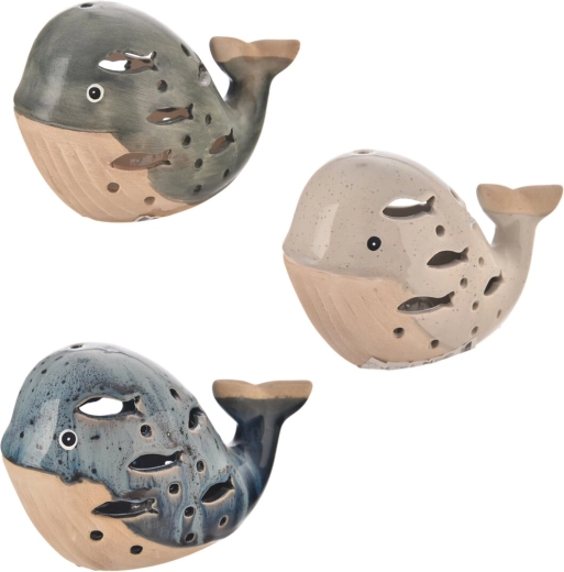 Porcelánová svietiaca dekorácia Veľryba s LED