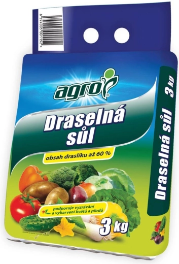 Hnojivo draselná soľ 3 kg AGRO