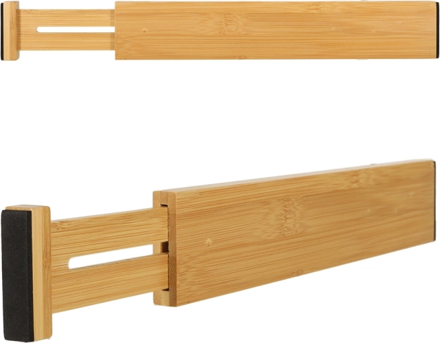 Bambusový nastaviteľný zásuvkový organizér na príbory a nástroje 43 cm