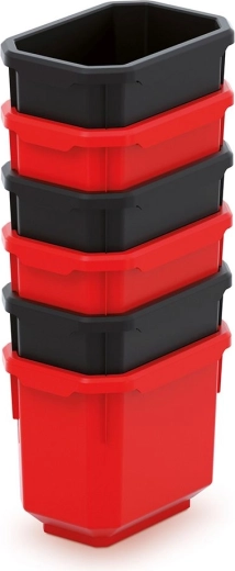 Sada 6 plastových boxov na náradie TITAN BOX 110 × 75 × 263 mm – čierna/červená