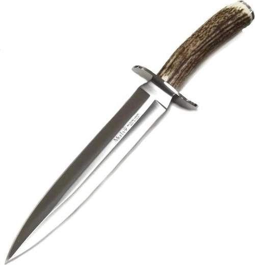 Muela Vikingo 23A lovecká dýka s parohovou rukoväťou a koženým puzdrom, čepeľ 23 cm