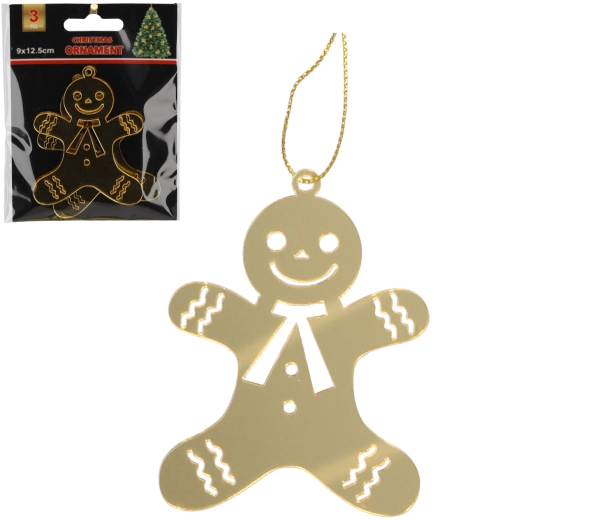 Súprava zlatých vianočných ozdôb perníček (3 ks)