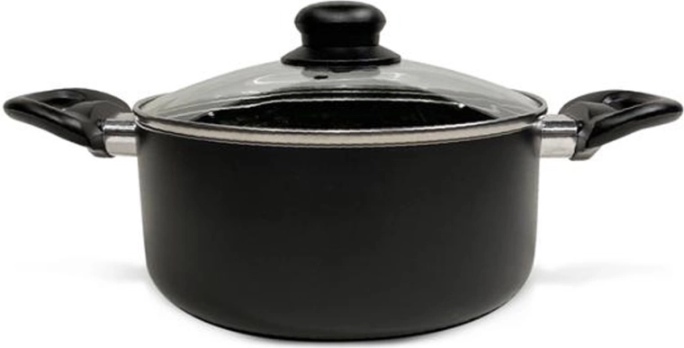 Kastról so sklenenou pokrievkou Kitchisimo Nero 24 cm, 4 l