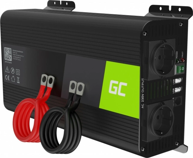 Green Cell menič napätia 12 V na 230 V, čistá sínusovka 1000 W / 2000 W s USB