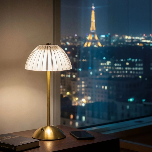 Stolná akumulátorová lampa v zlatej farbe s nastaviteľným jasom