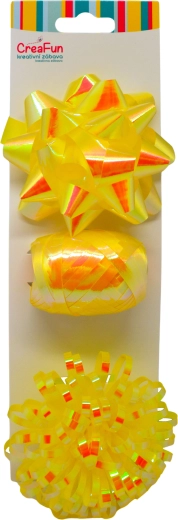 Darčeková sada zlatá dúhovo lesklá – stuha 10 m a 2 mašle