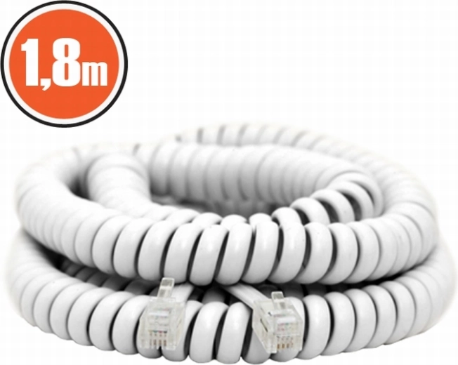 Špirálový telefónny kábel 1,8 m biely