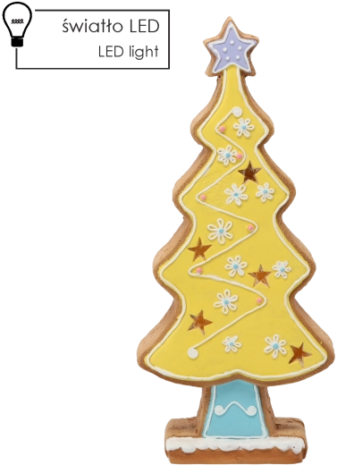Vianočná figúrka perníkový stromček so žltým LED osvetlením 53,6 cm