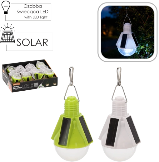 Solárna závesná LED žiarovka 6,9 × 6,9 × 10,5 cm, studená biela