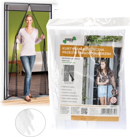 Magnetická sieť proti hmyzu na dvere, biela