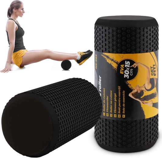 Masážny penový valec EVA 30 × 15 cm čierny