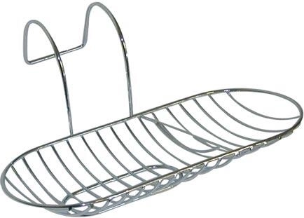 Závesná oválna mydelnička na vaňu, 28 × 12,5 cm, chróm