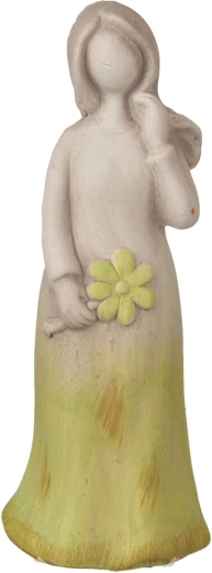 Keramický anjel s kytičkou šedo-zelený 24 cm