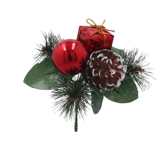 Červená vianočná ozdobná vetvička 18 cm