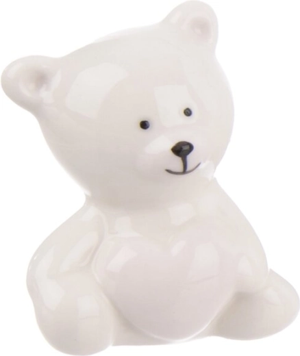 Porcelánový medvedík so srdiečkom – biely