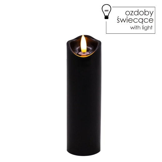 Čierna LED sviečka s mihotavým plameňom 5 × 17,5 cm