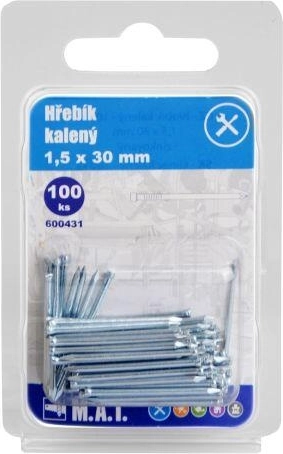 Kalené pozinkované klince 30 × 1,5 mm (100 ks)