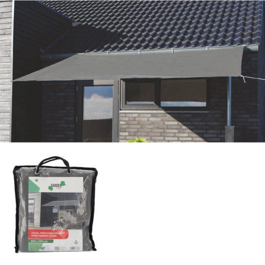 Obdĺžniková tieniaca plachta sivá 3 × 2,5 m