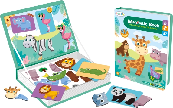 Magnetická kniha so safari zvieratami 47 dielov