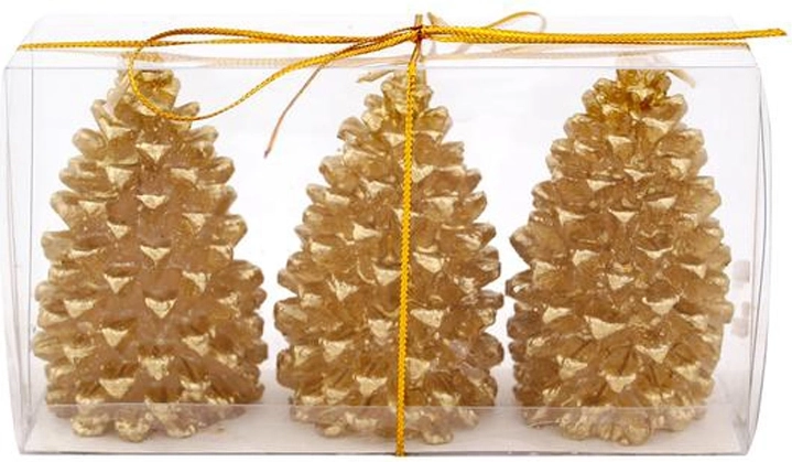 Vianočné sviečky šišky PROVENCE zlaté, sada 3 ks