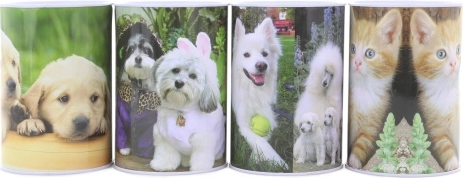 Kovová pokladnička so psami a mačkami