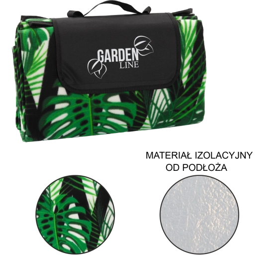 Pikniková deka 200 × 200 cm s izolačnou spodnou vrstvou Monstera