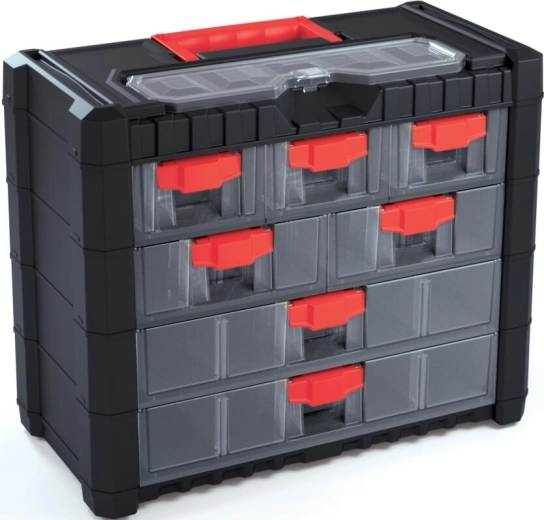 Plastová dielenská skrinka CARGO s organizérom 7+1, 400 × 200 × 326 mm