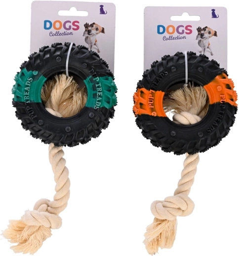Hračka pre psa lano a guma 20 cm (2 varianty)