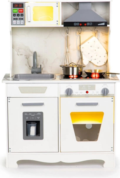 Drevená detská kuchynka so svetelnými a zvukovými efektmi + príslušenstvo ECOTOYS