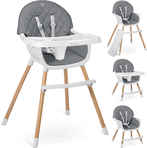 Jedálenská stolička NUKIDO Lilo sivá 3v1