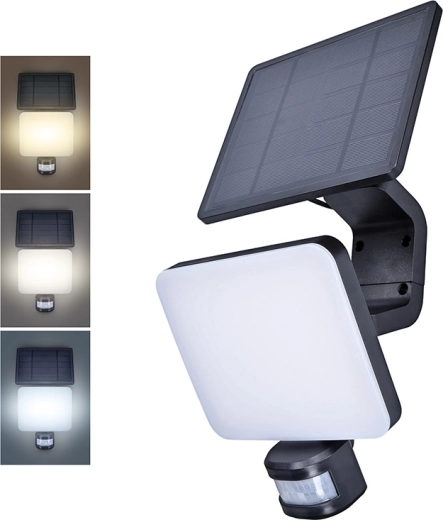 Solight LED solárne vonkajšie nástenné svetlo so senzorom 11 W 1200 lm 3 CCT čierne - 1 kus