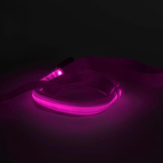 Ružové LED vodidlo pre psov s akumulátorom