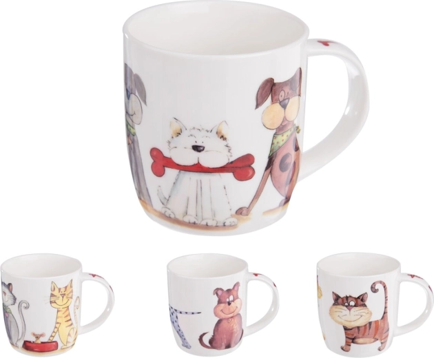Porcelánový hrnček s motívom psov a mačiek 0,4 l (mix)