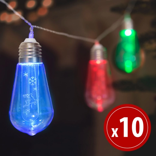 LED svetelná reťaz so sobmi, 10 LED, 1,9 m, farebná