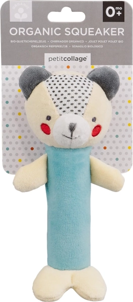 Petit Collage pískacie hrkálka medvedík z organickej bavlny