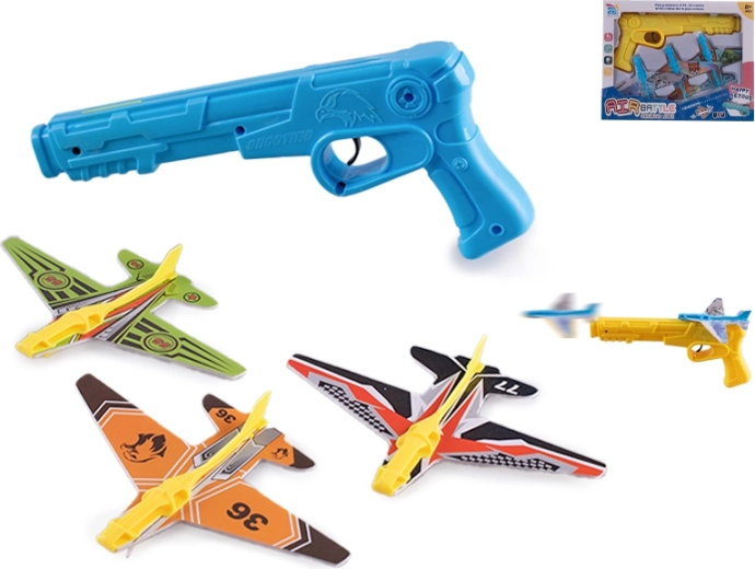 Pištoľ na vystreľovanie penových lietadiel – detská zábavná sada