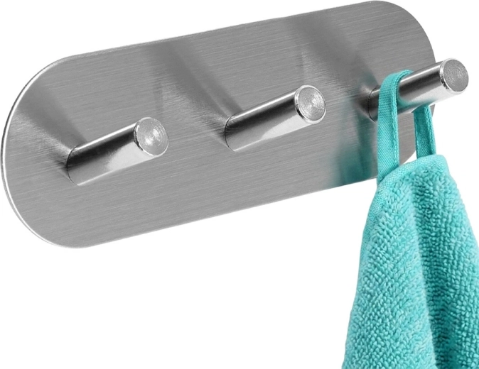 Storage Solutions samolepiaci nástenný vešiak s 3 háčikmi z nehrdzavejúcej ocele 15 × 5 × 3,5 cm