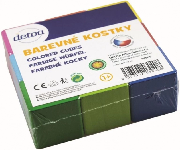 Detoa farebné drevené kocky 9 ks