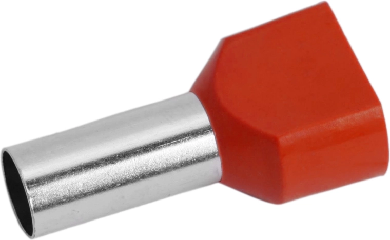 Káblová koncovka s červenou izoláciou pre 2× 10 mm²