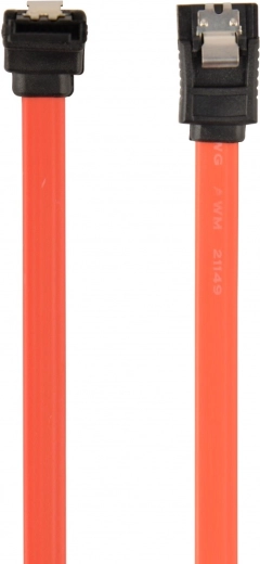 SATA III dátový kábel 30 cm s kovovými západkami, rovný + uhlový konektor