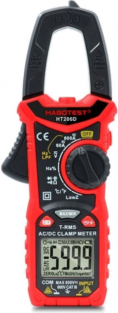 Digitálny kliešťový multimeter habotest ht206d true rms s ncv a lpf