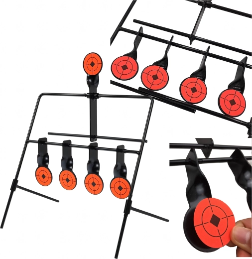 oceľový strelecký terč s automatickým resetom, 5 cieľov
