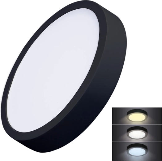 Solight LED prisadený mini panel CCT 24 W, okrúhly, čierny