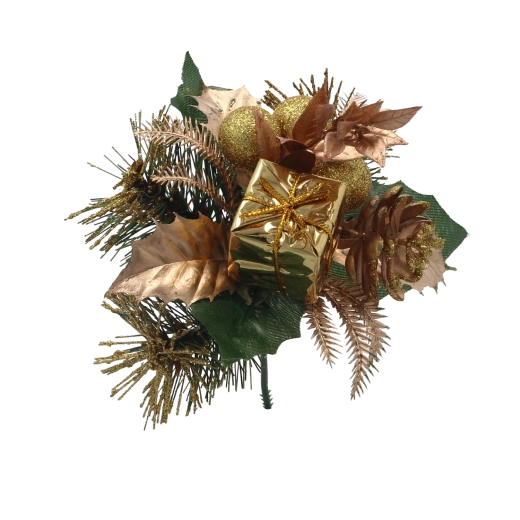 Zlatá vianočná ozdobná vetvička 18 cm