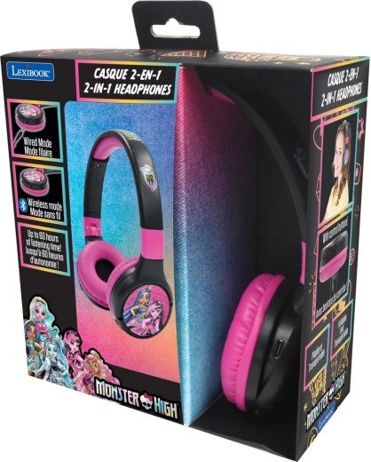 Lexibook 2v1 bluetooth skladacie detské slúchadlá MONSTER HIGH s obmedzením hlasitosti