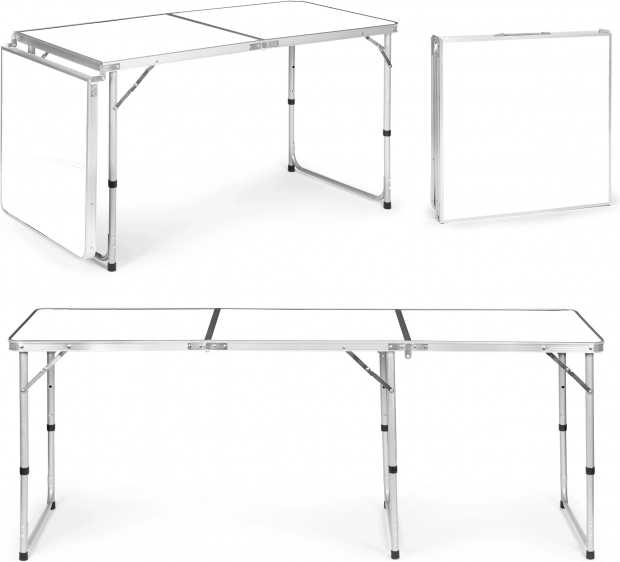MultiGarden skladací kempingový stôl 180 × 60 cm, biely