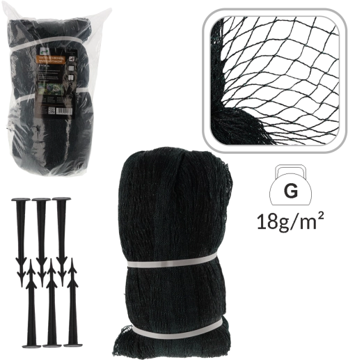 Ochranná sieť proti vtákom 8 × 14 m, 18 g/m² + 16 plastových šípok