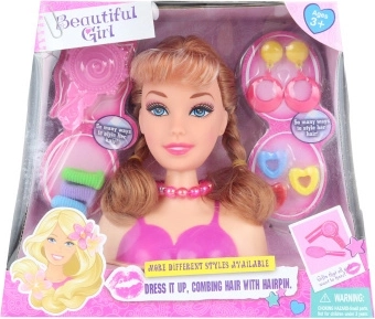 Česacia hlava s doplnkami pre účesy